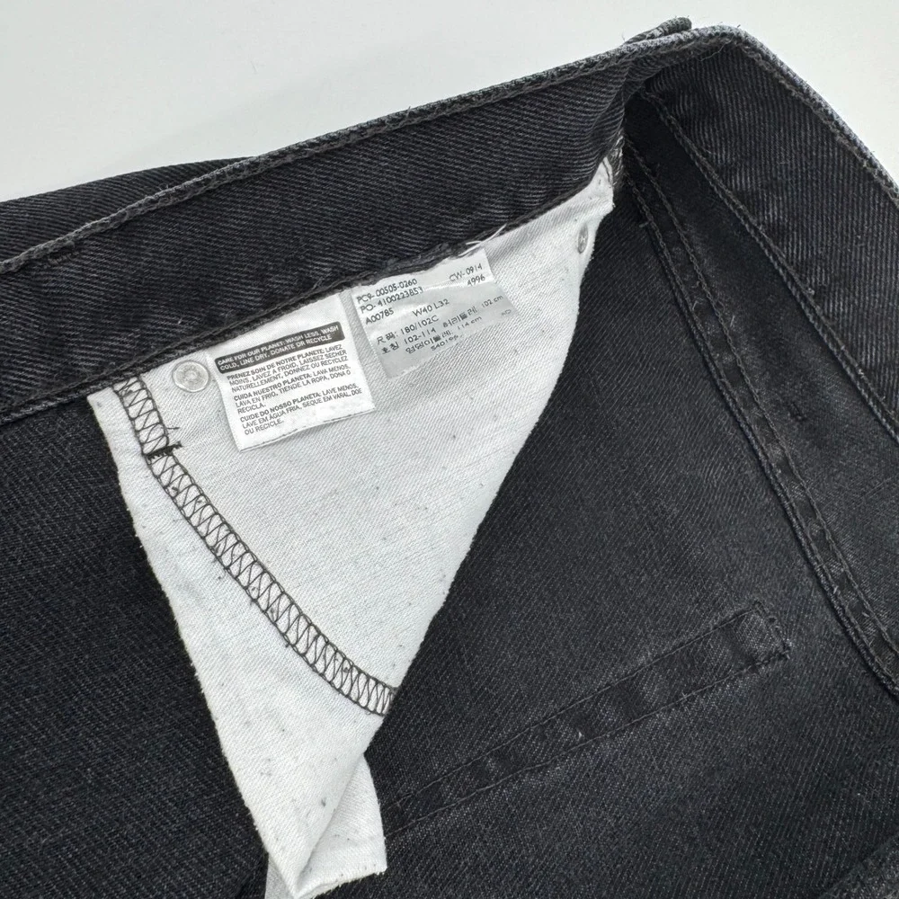 Levi's 505 Black Denim Jeans Classic Fit‎ Everyday Wear Pants 40 x 32